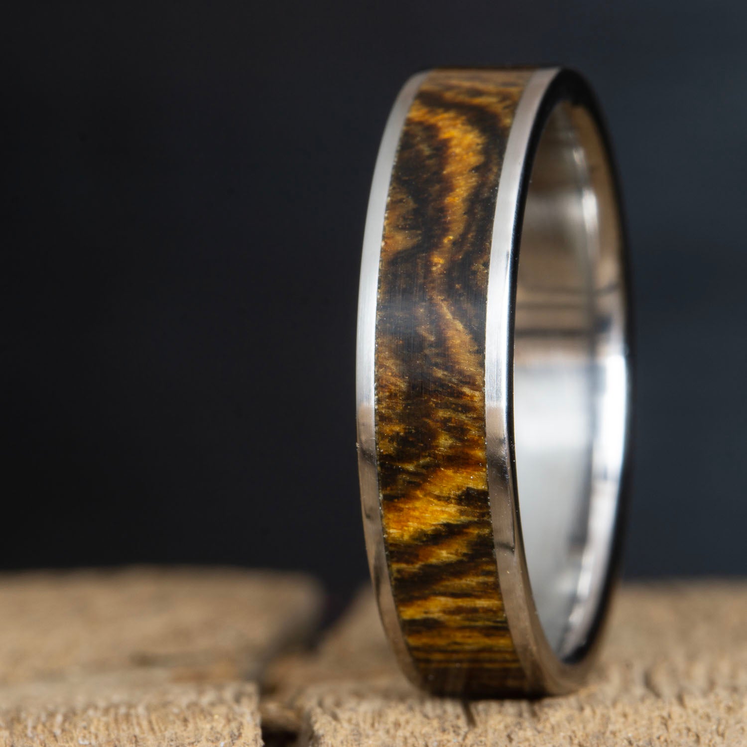 bocote inlay titanium mens wedding band