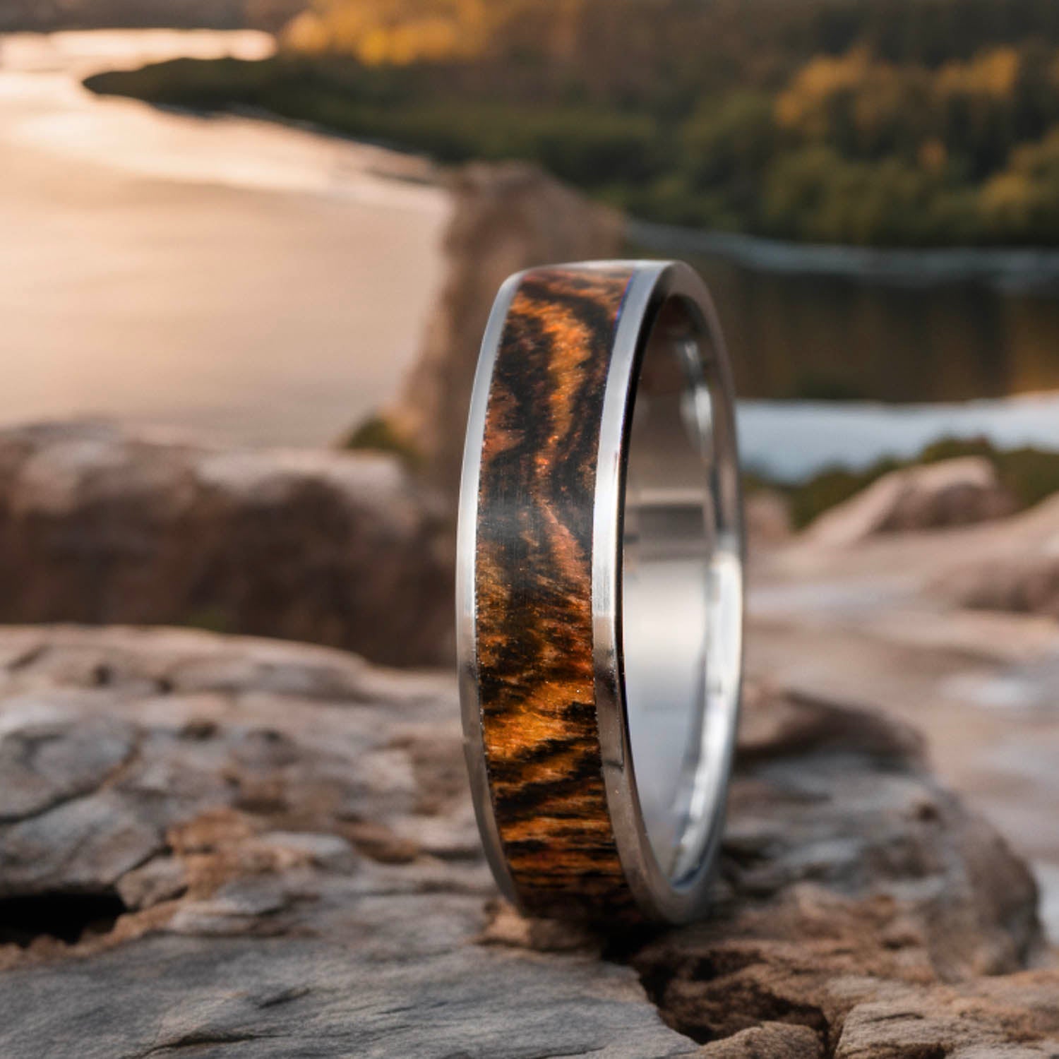 bocote inlay titanium unique mens ring