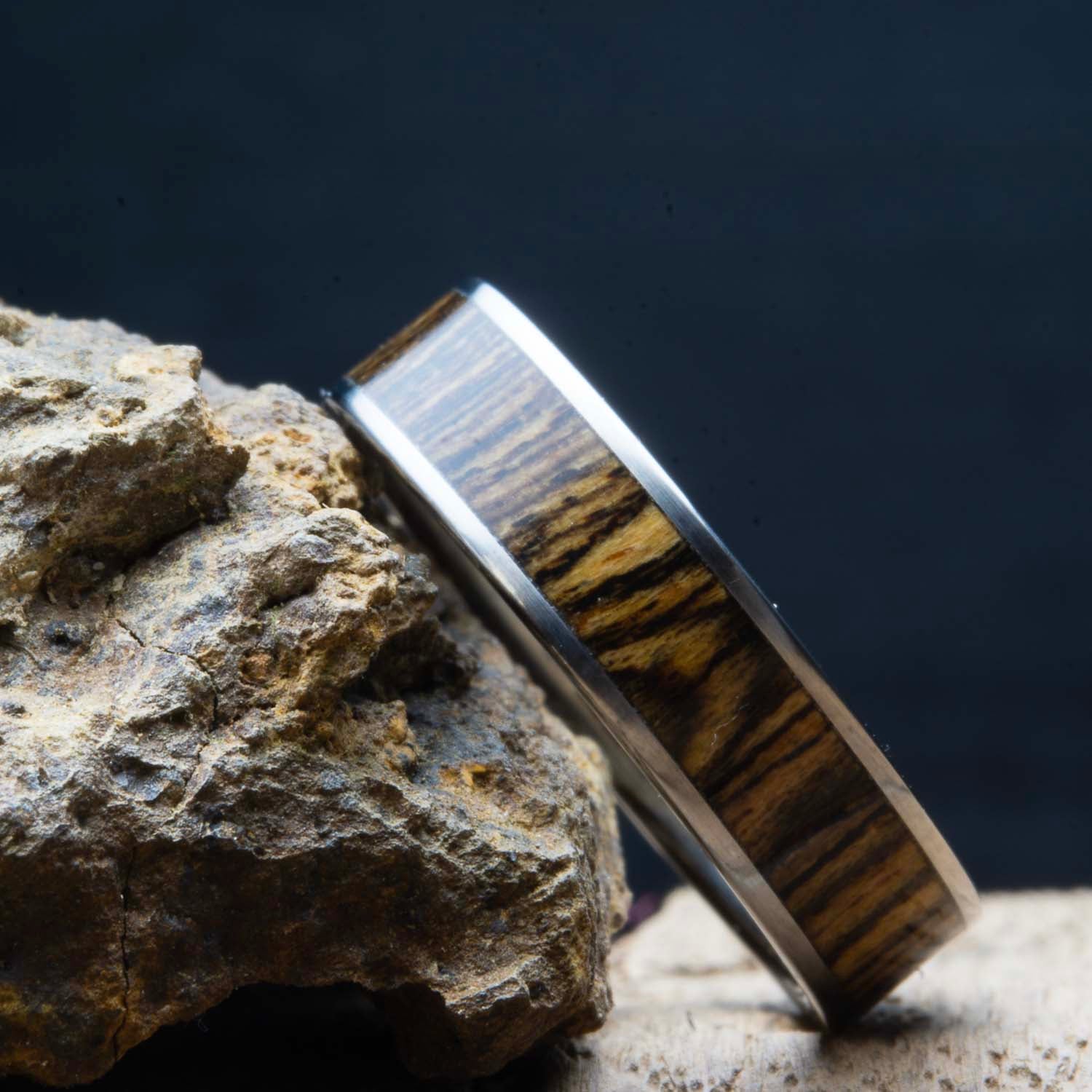 bocote wood titanium unique mens wedding band