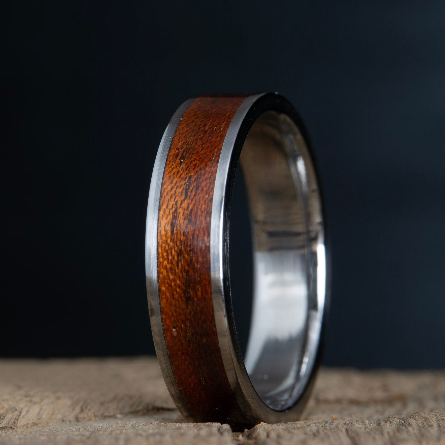 Acacia wood inlay and titanium