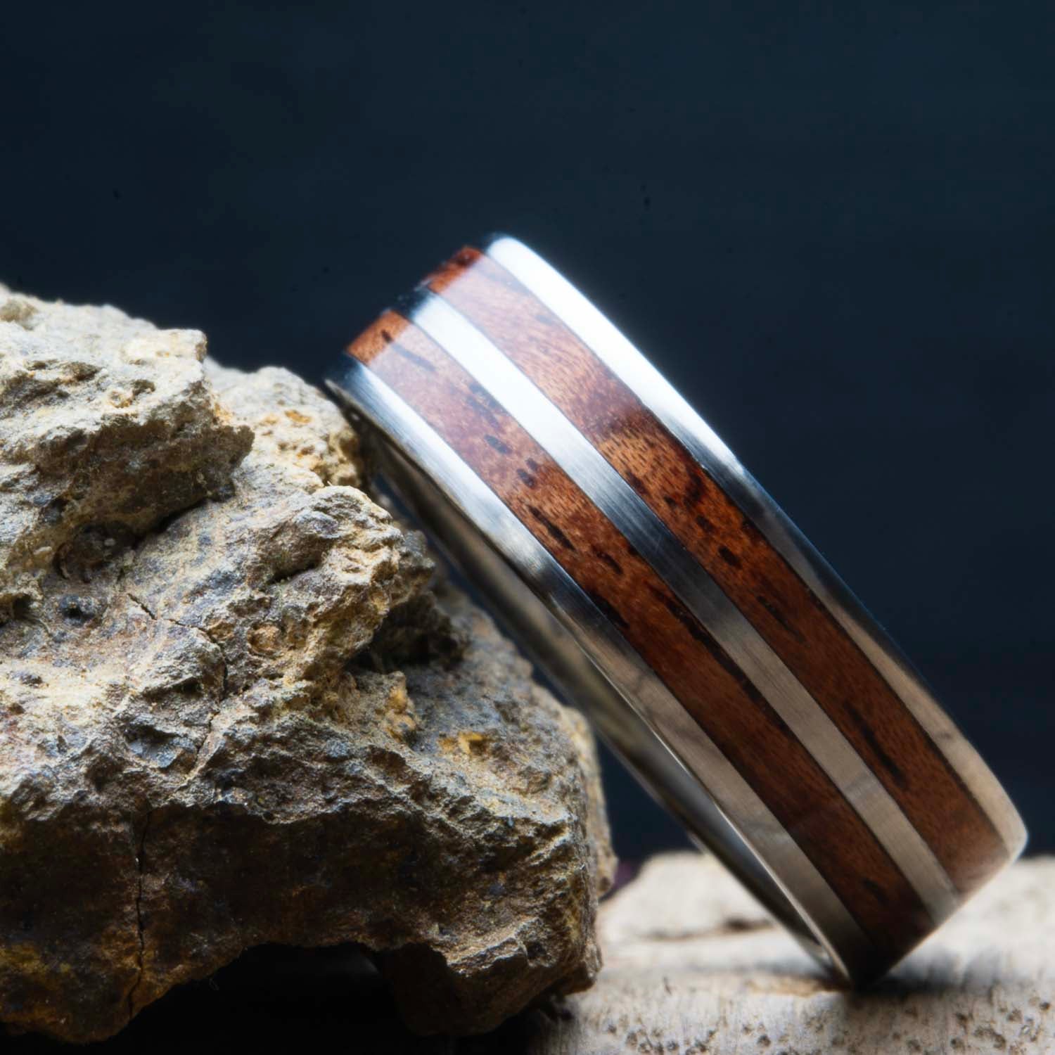 Bubinga wood double inlay ring