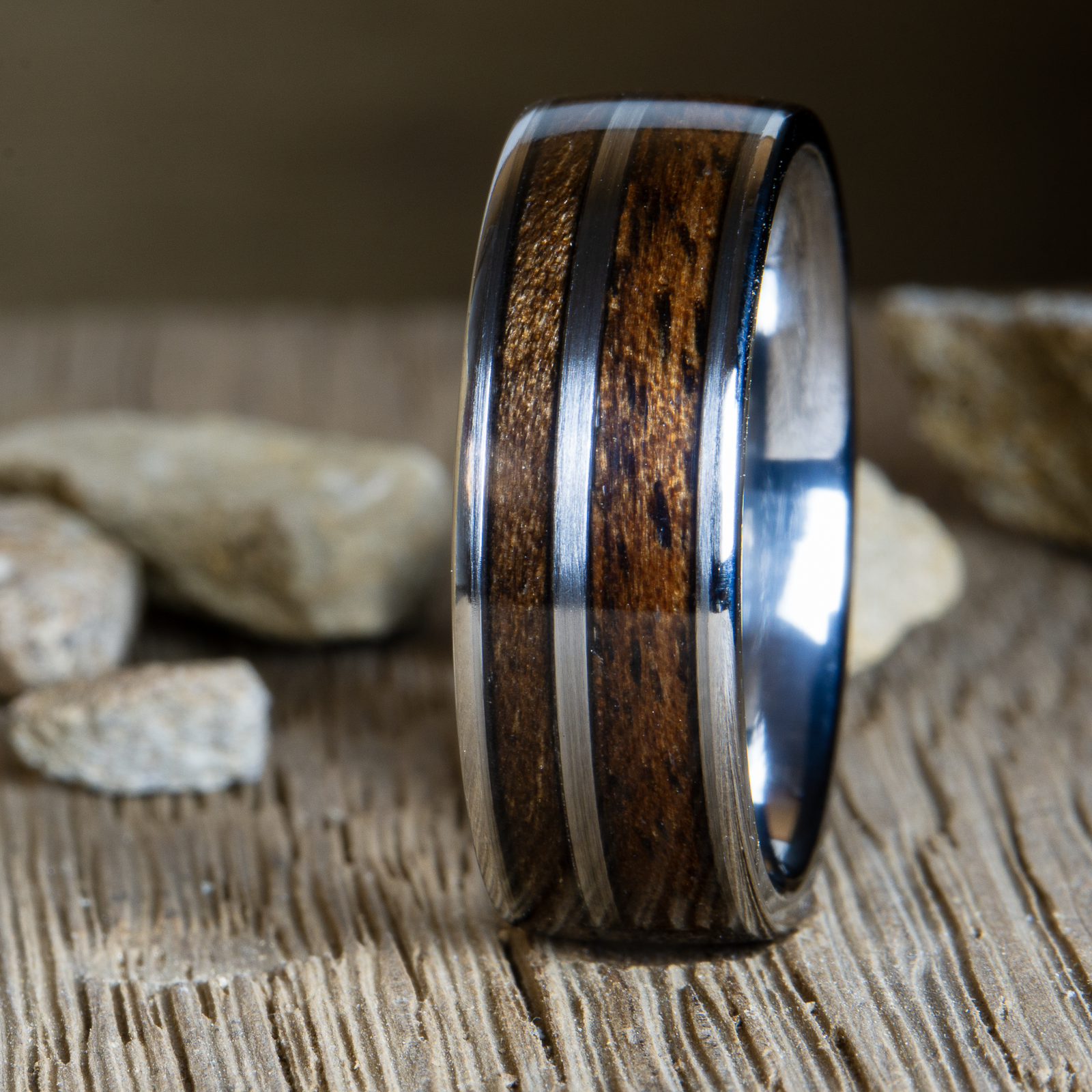 mens ring made from old rifle walnut stock walnut