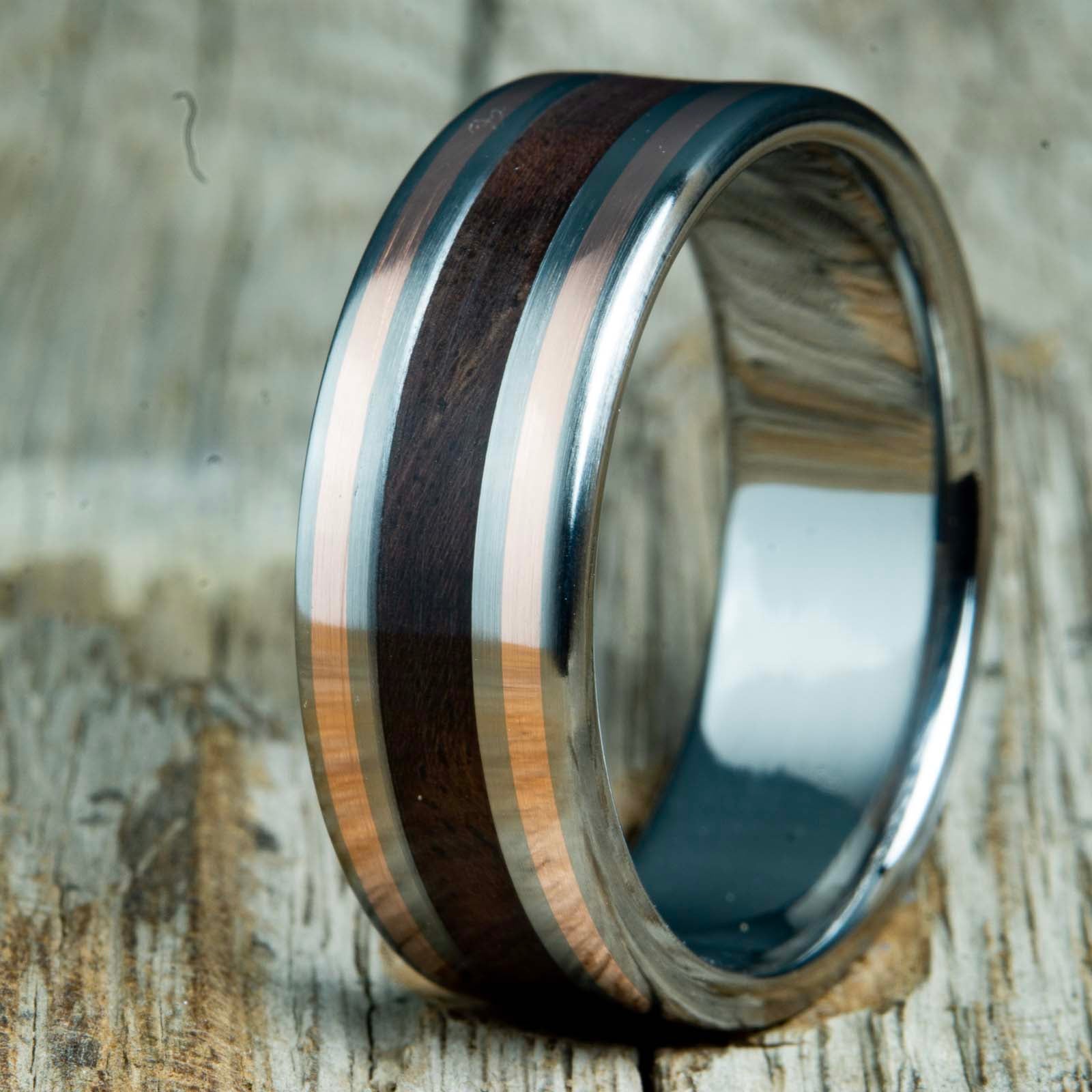 Walnut wood and copper ring