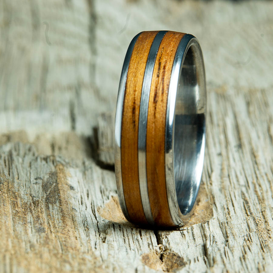 koa and titanium wood ring