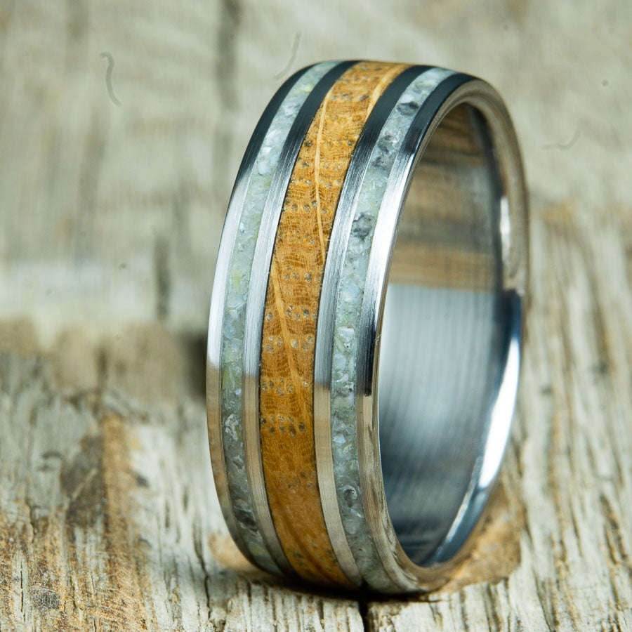 8mm mens ring with whiskey barrel wood