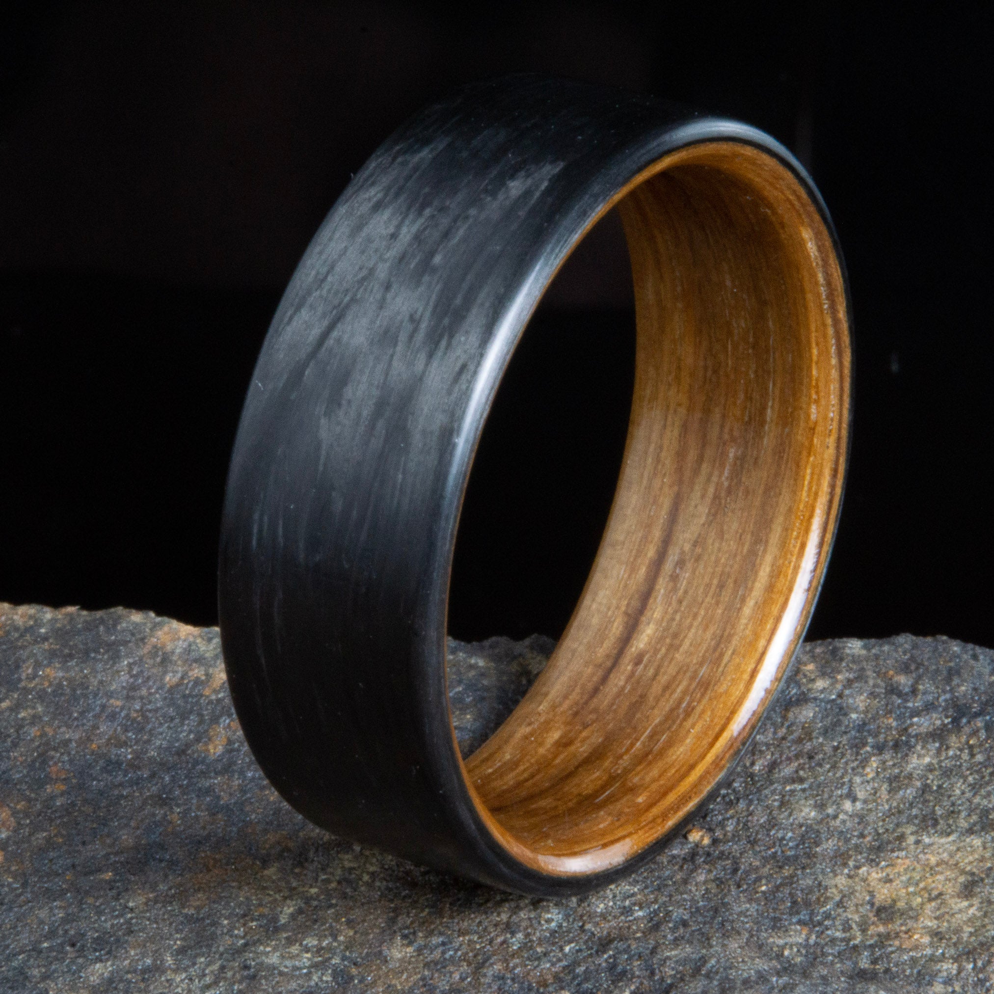 "The Rustic" Carbon fiber ring with barn wood, rustic rings for men
