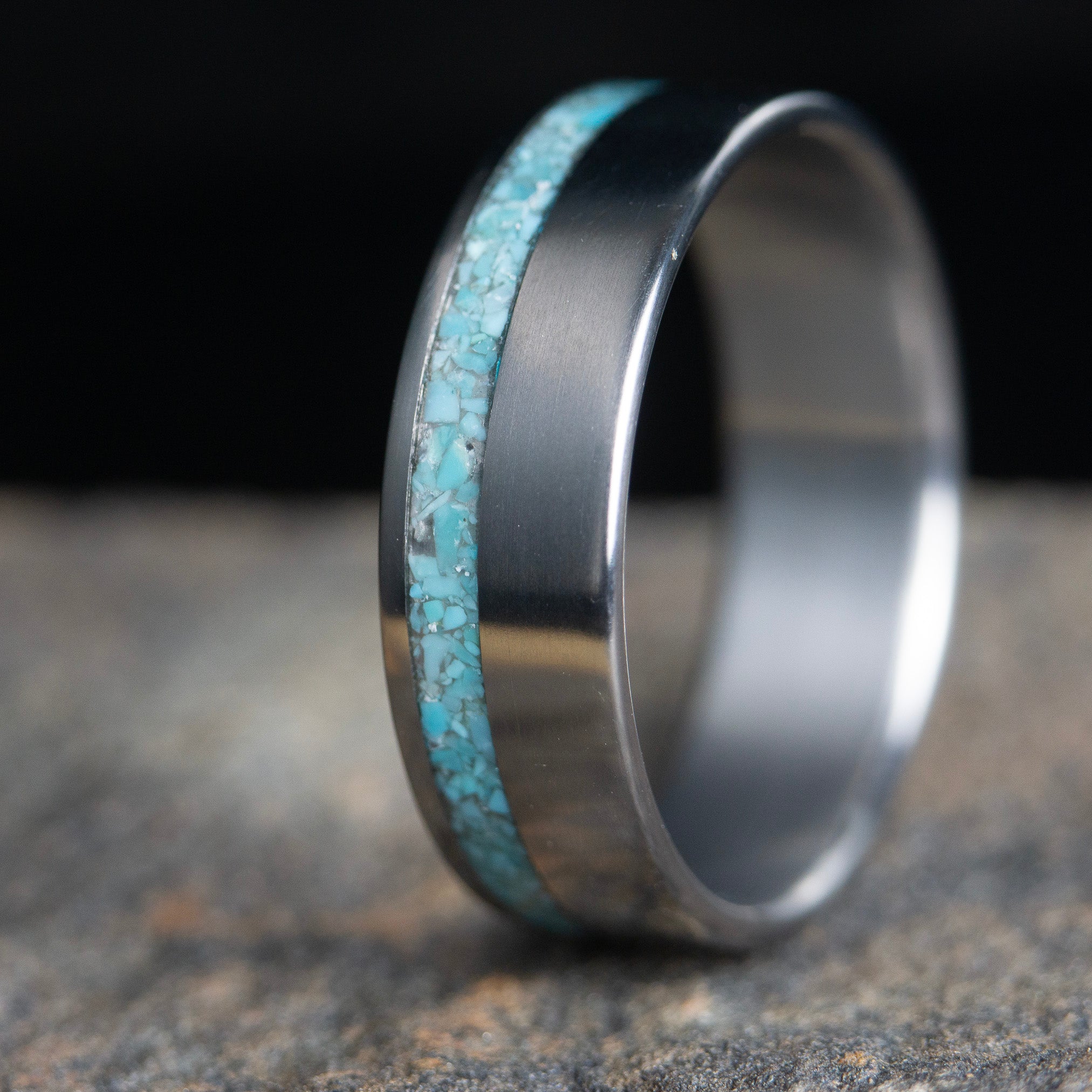 Men's Titanium and Turquoise Wedding Ring