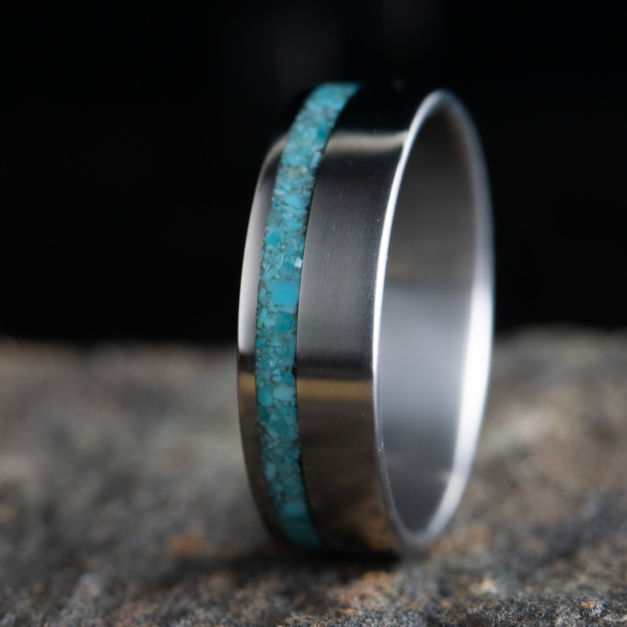 Men's Titanium and Turquoise Wedding Ring