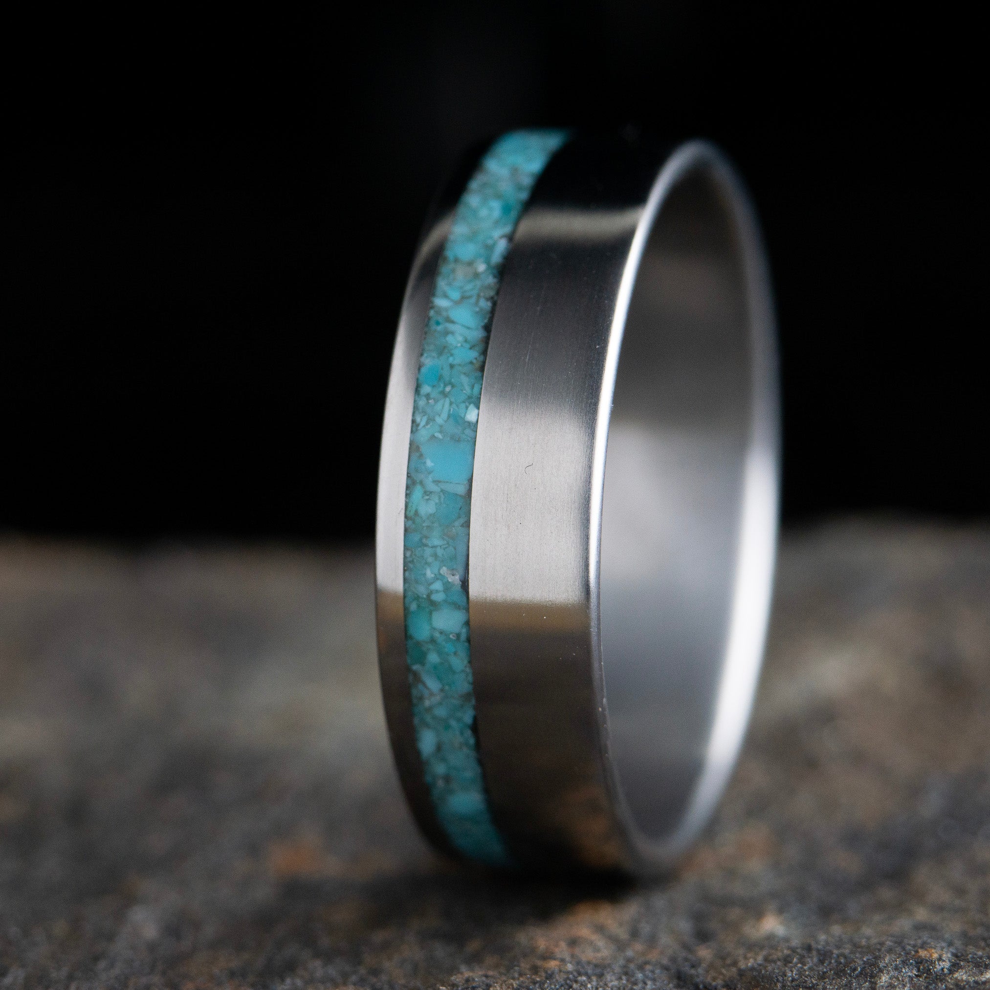 Men's Titanium and Turquoise Wedding Ring