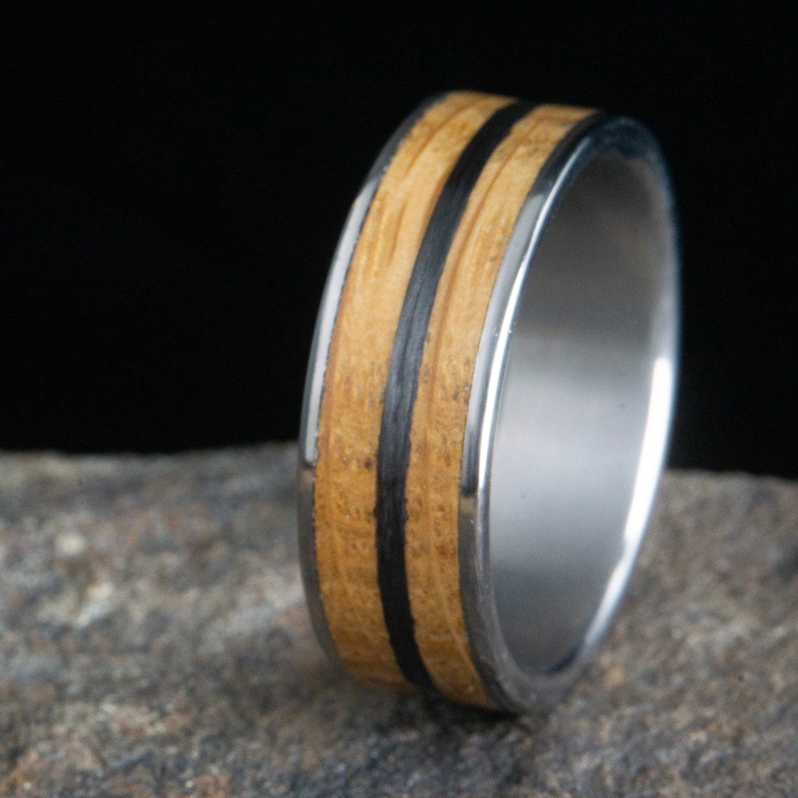 carbon fiber and whiskey barrel wood ring