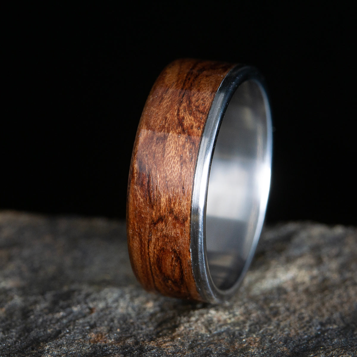 "Sedona sunset" Men's titanium and bubinga wooden wedding ring
