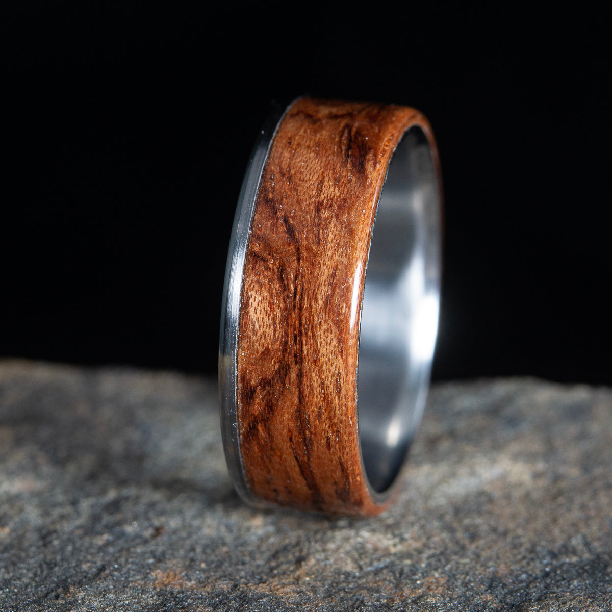 "Sedona sunset" Men's titanium and bubinga wooden wedding ring