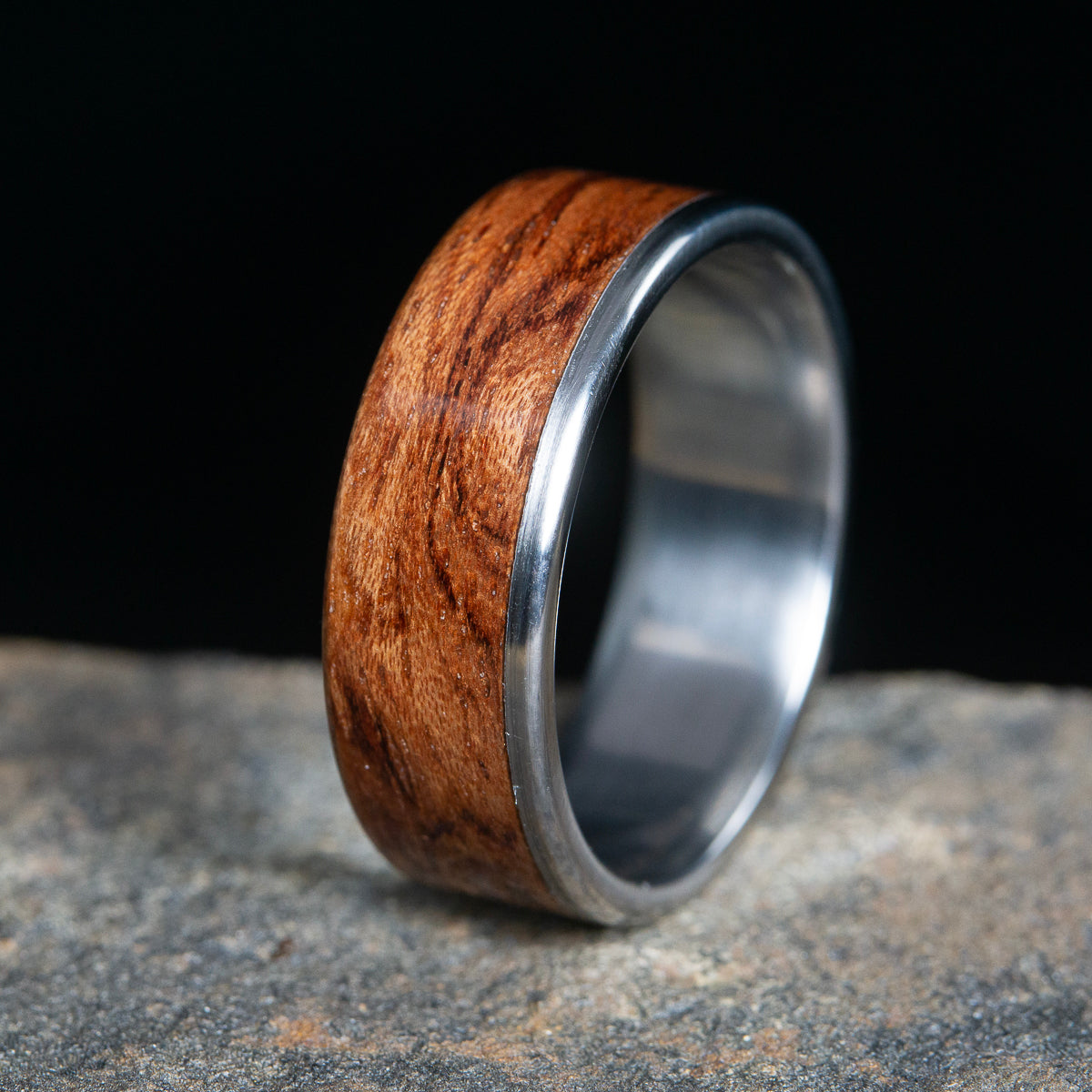 "Sedona sunset" Men's titanium and bubinga wooden wedding ring