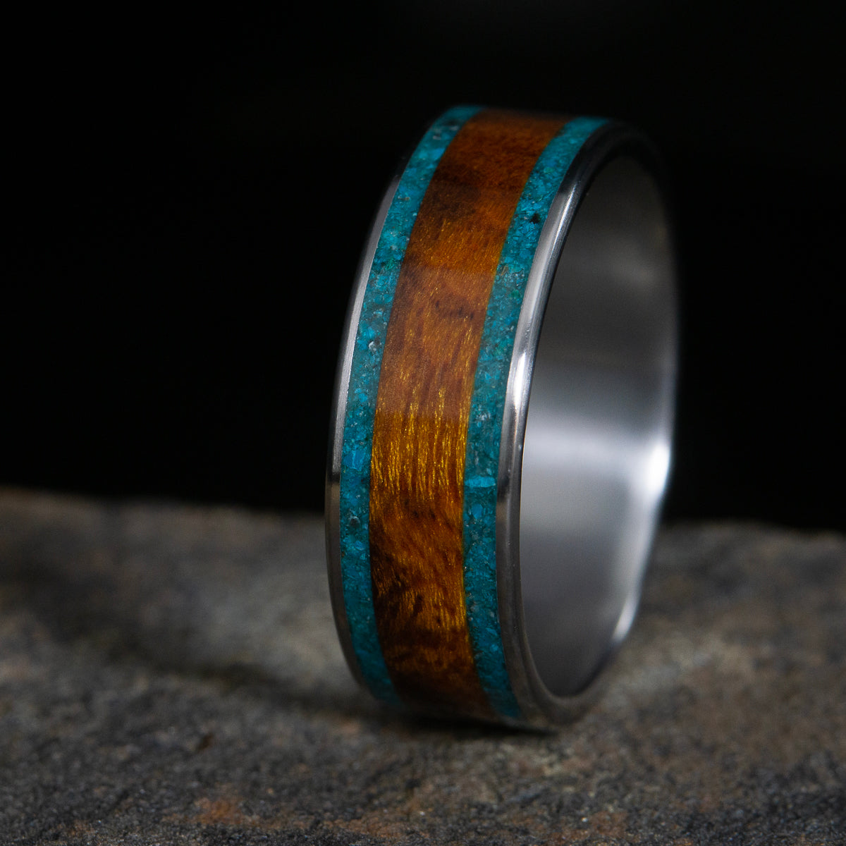turquoise inlay with wooden inlay for men
