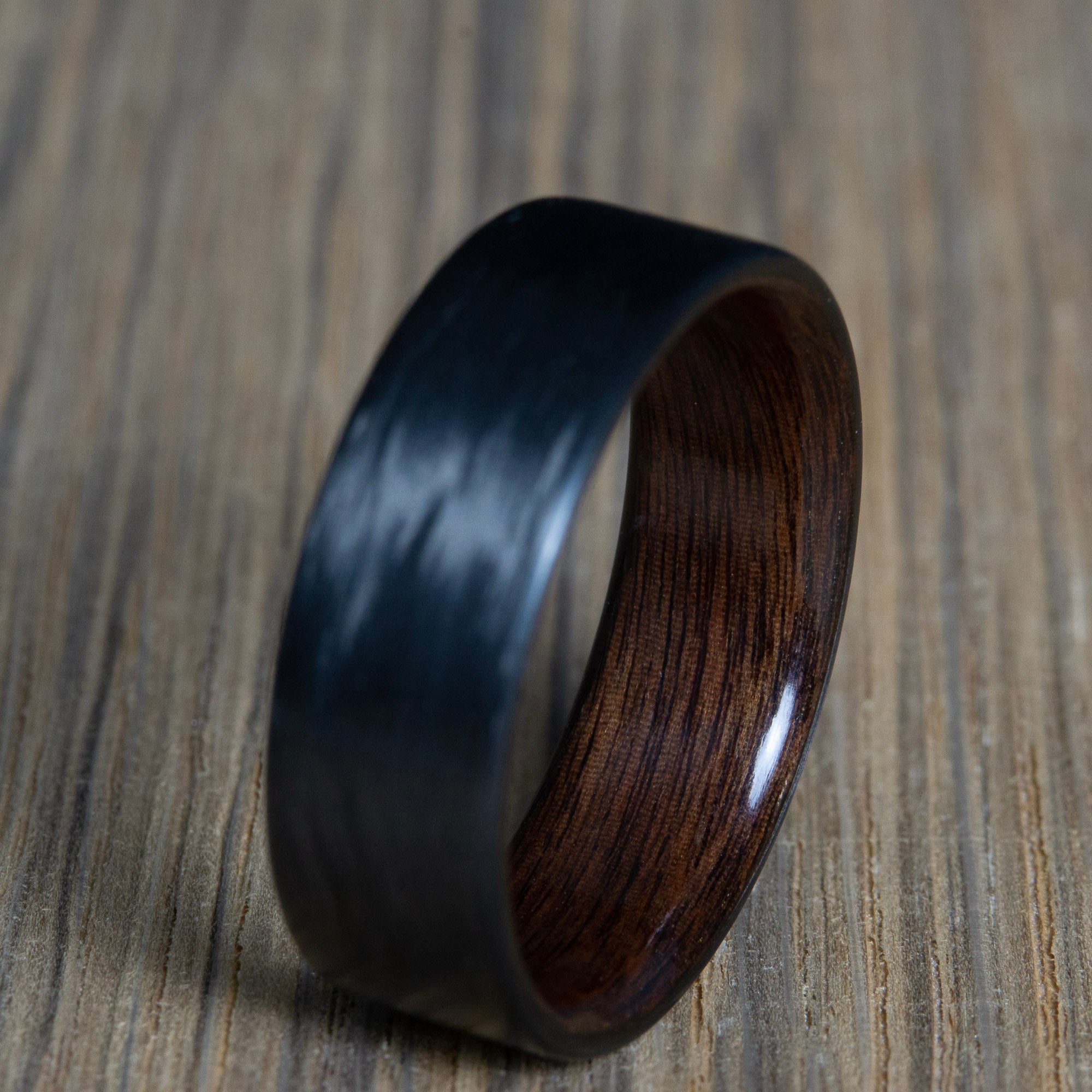 carbon fiber mens ring with rosewood
