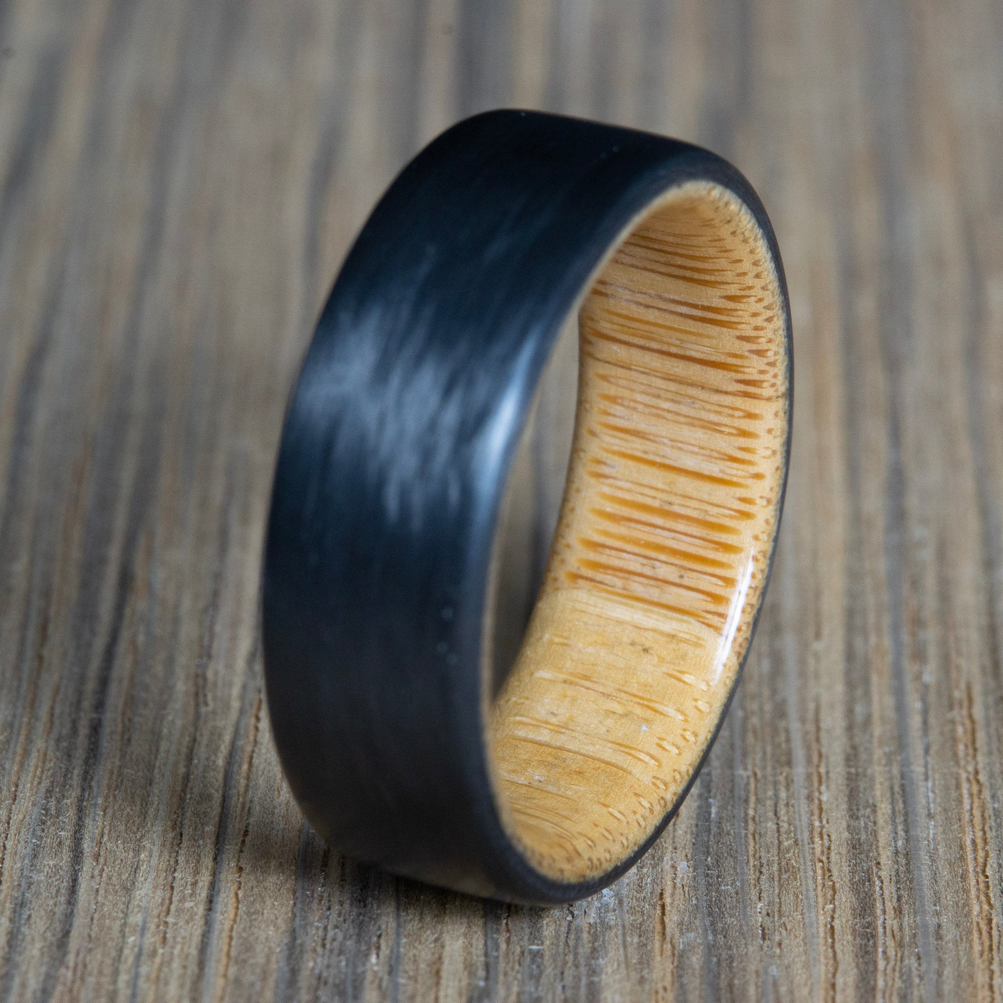Carbon fiber and bamboo ring, wedding band