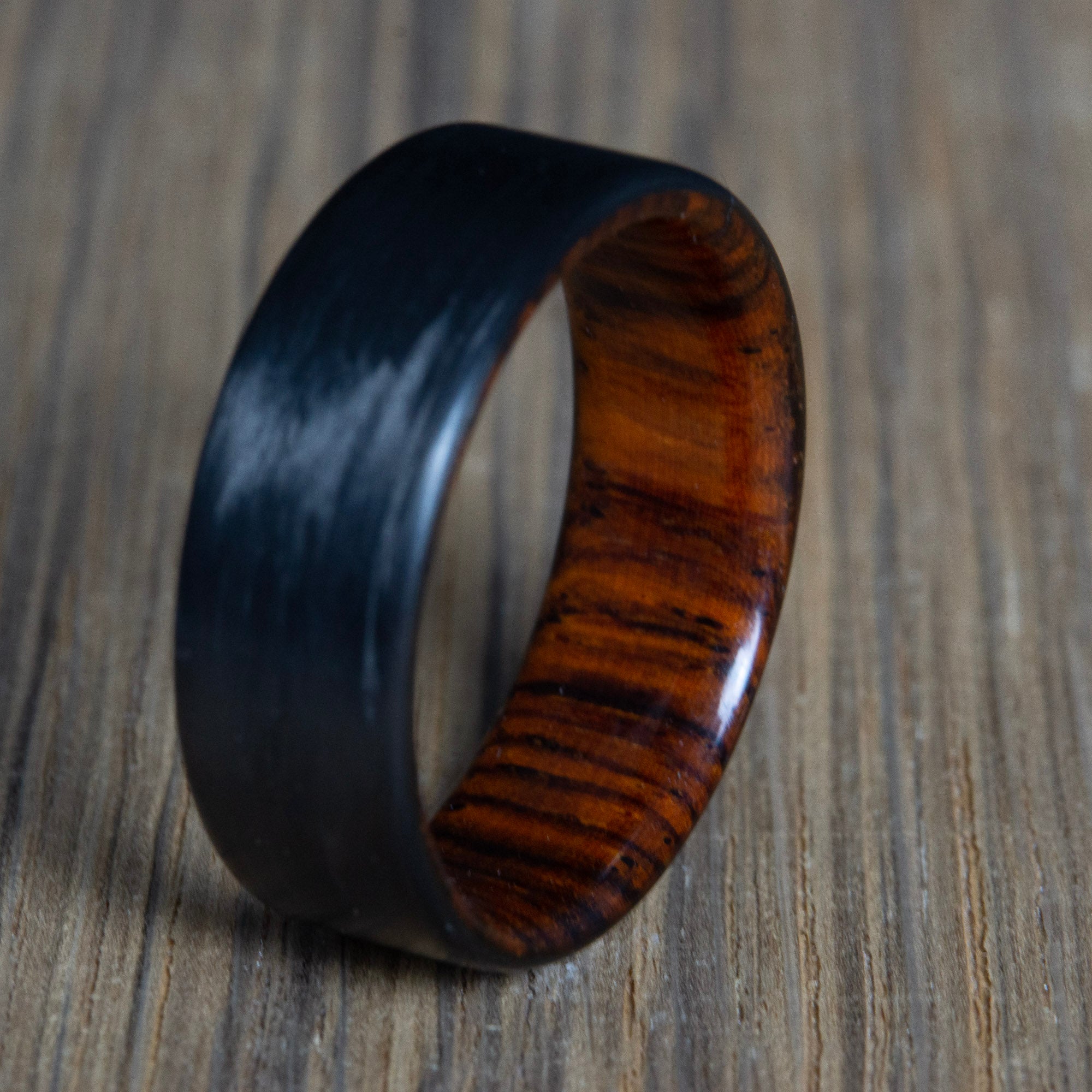 carbon fiber ring with cocobolo wood