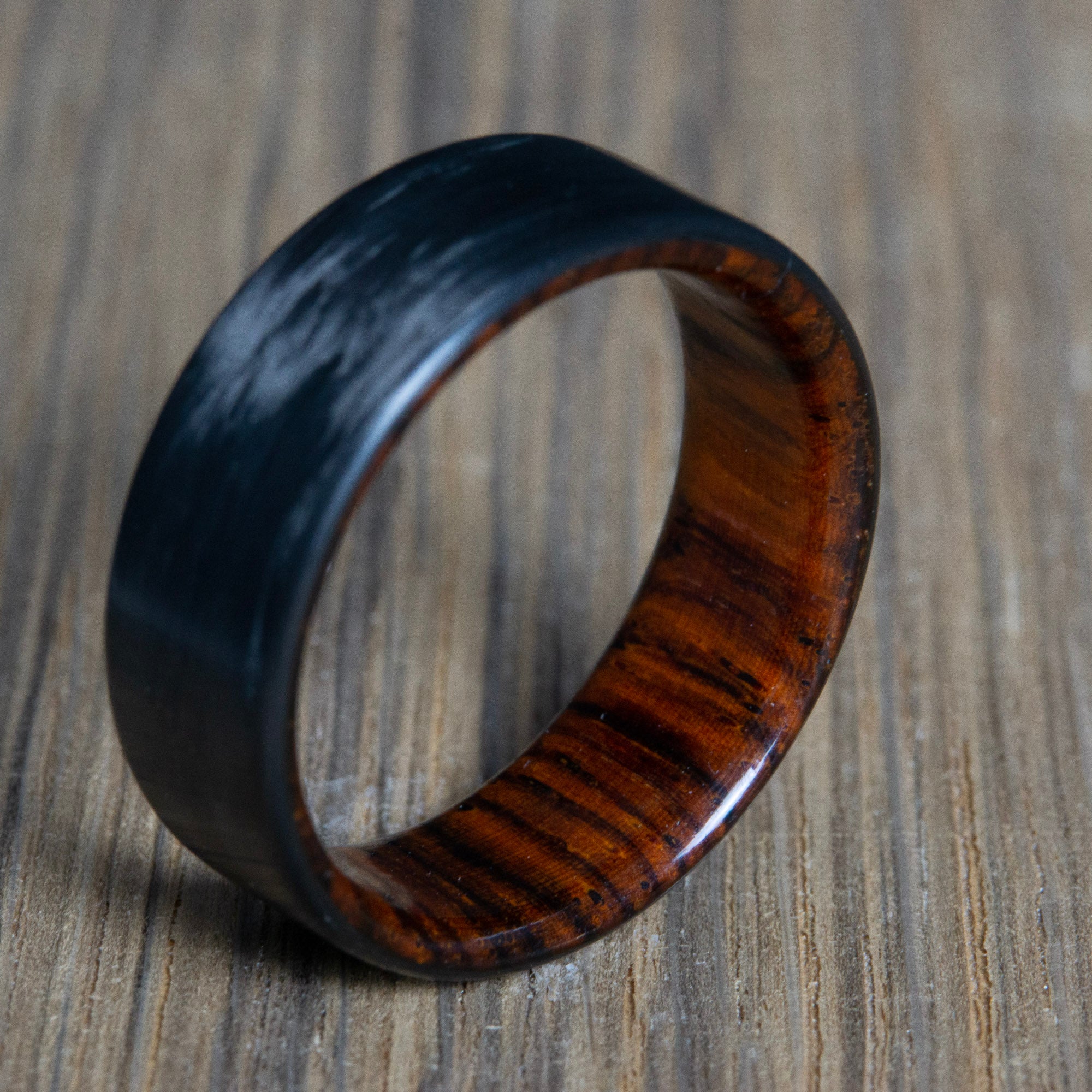 Carbon Fiber Ring with Cocobolo Wood liner