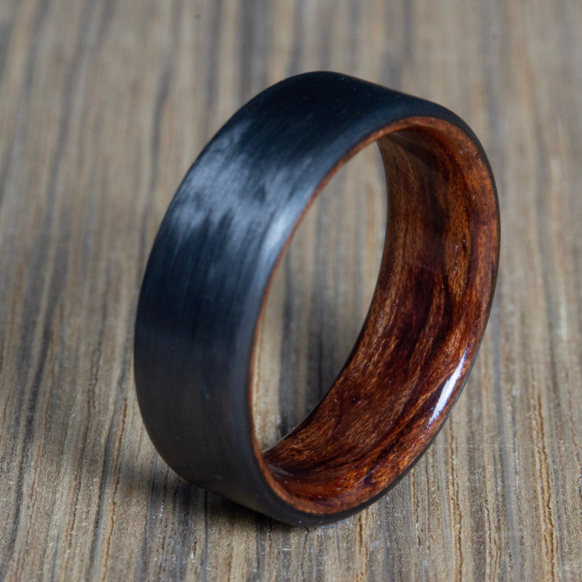 carbon fiber ring with bubinga wood