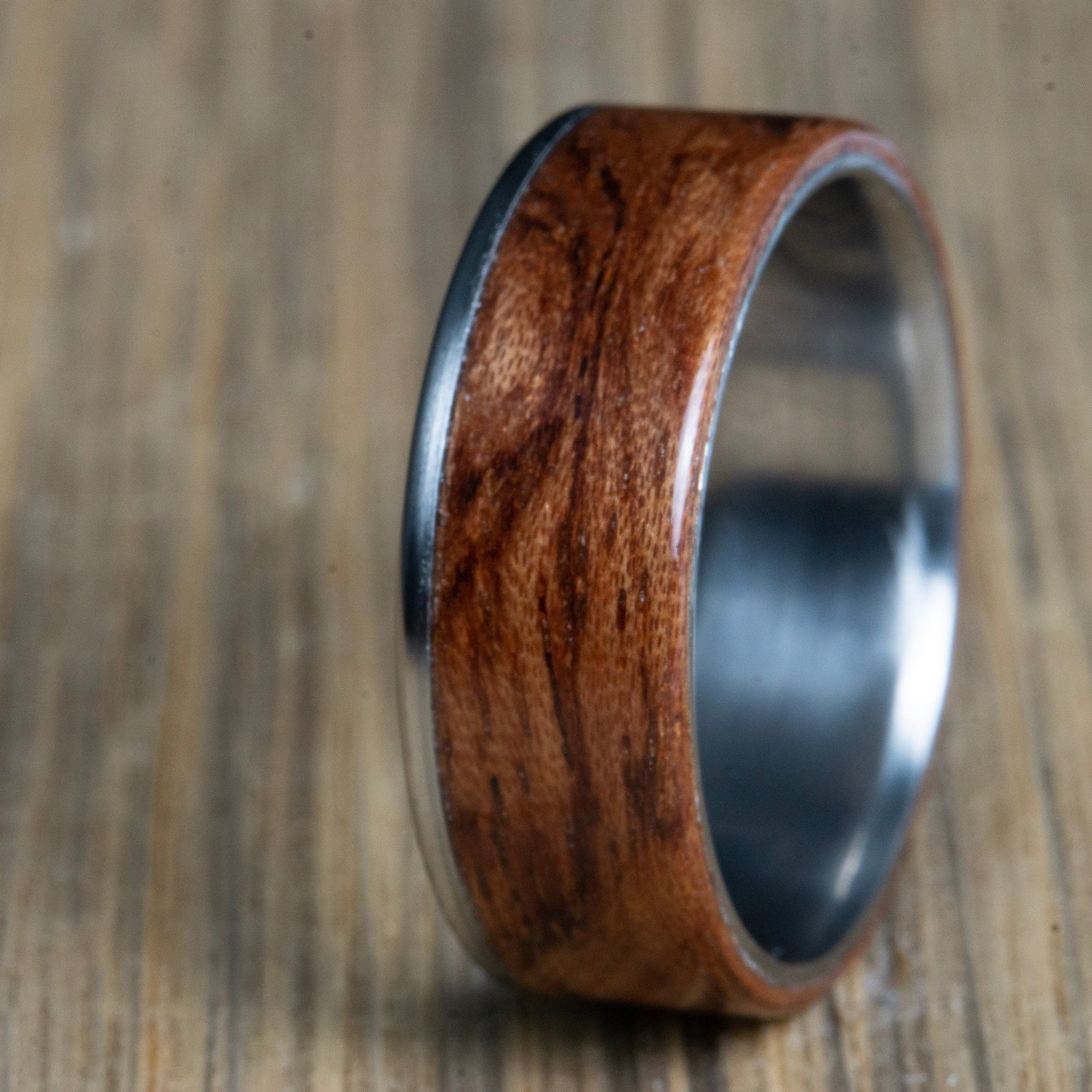 mens titanium and bubinga wood wedding ring