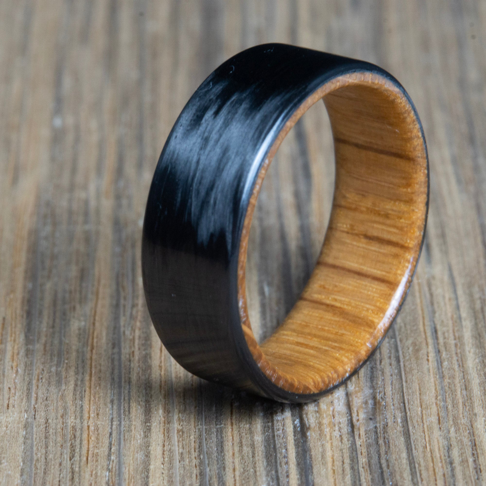 carbon fiber ring with barnwood