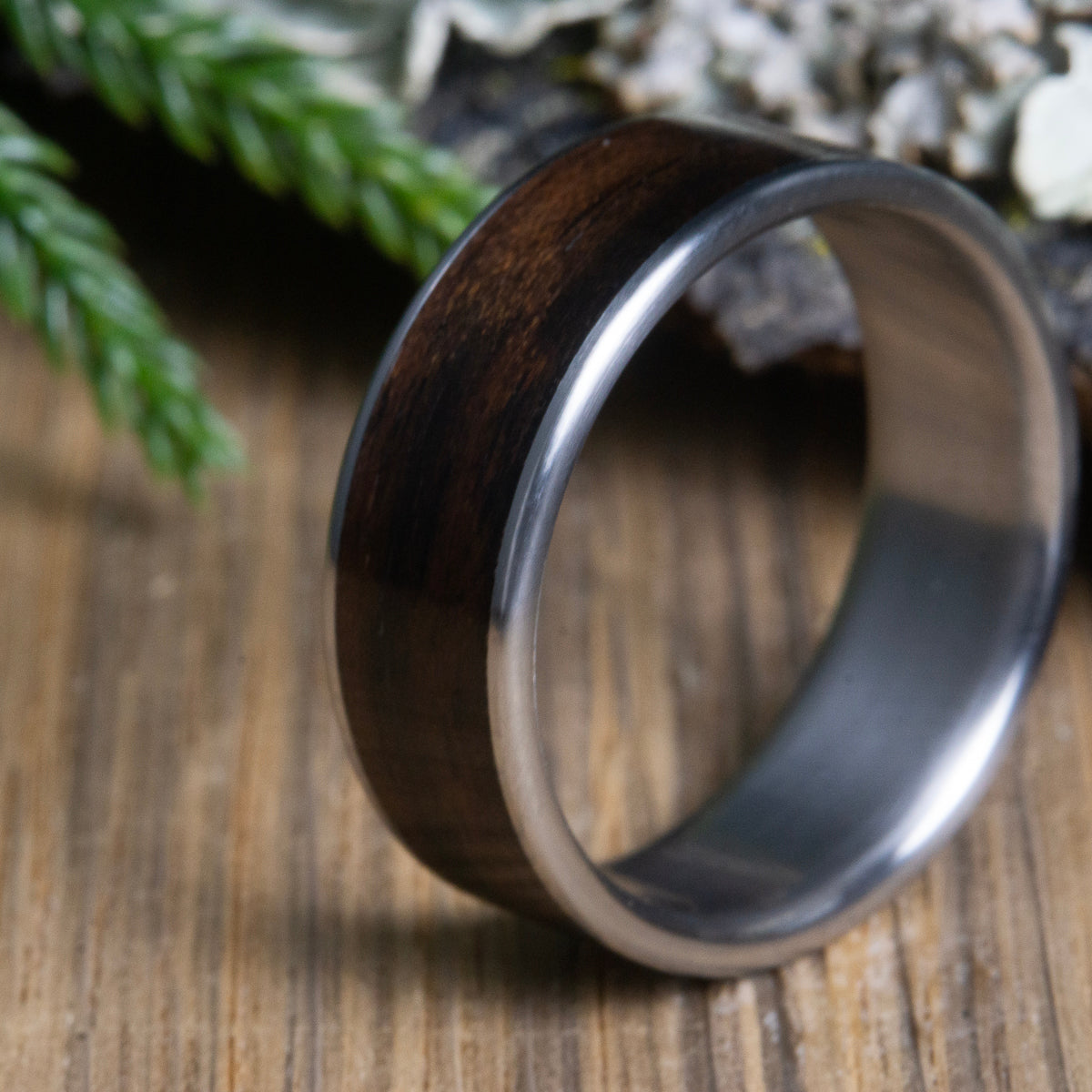 Men's Ebony Wood Inlay ring