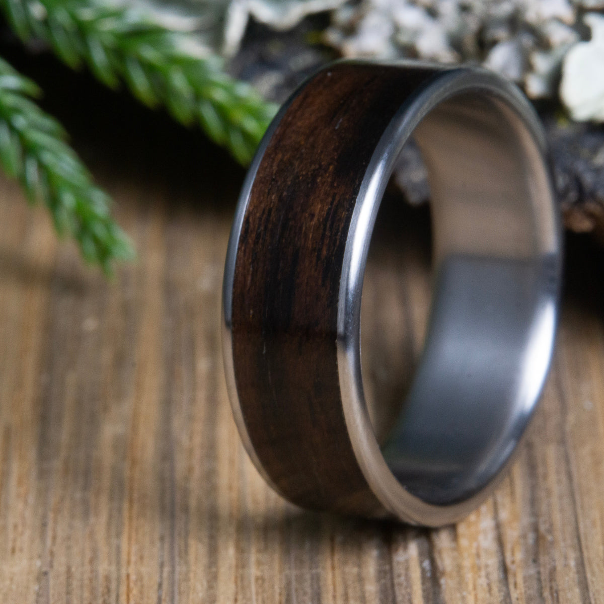 Men's Ebony Wood Inlay ring