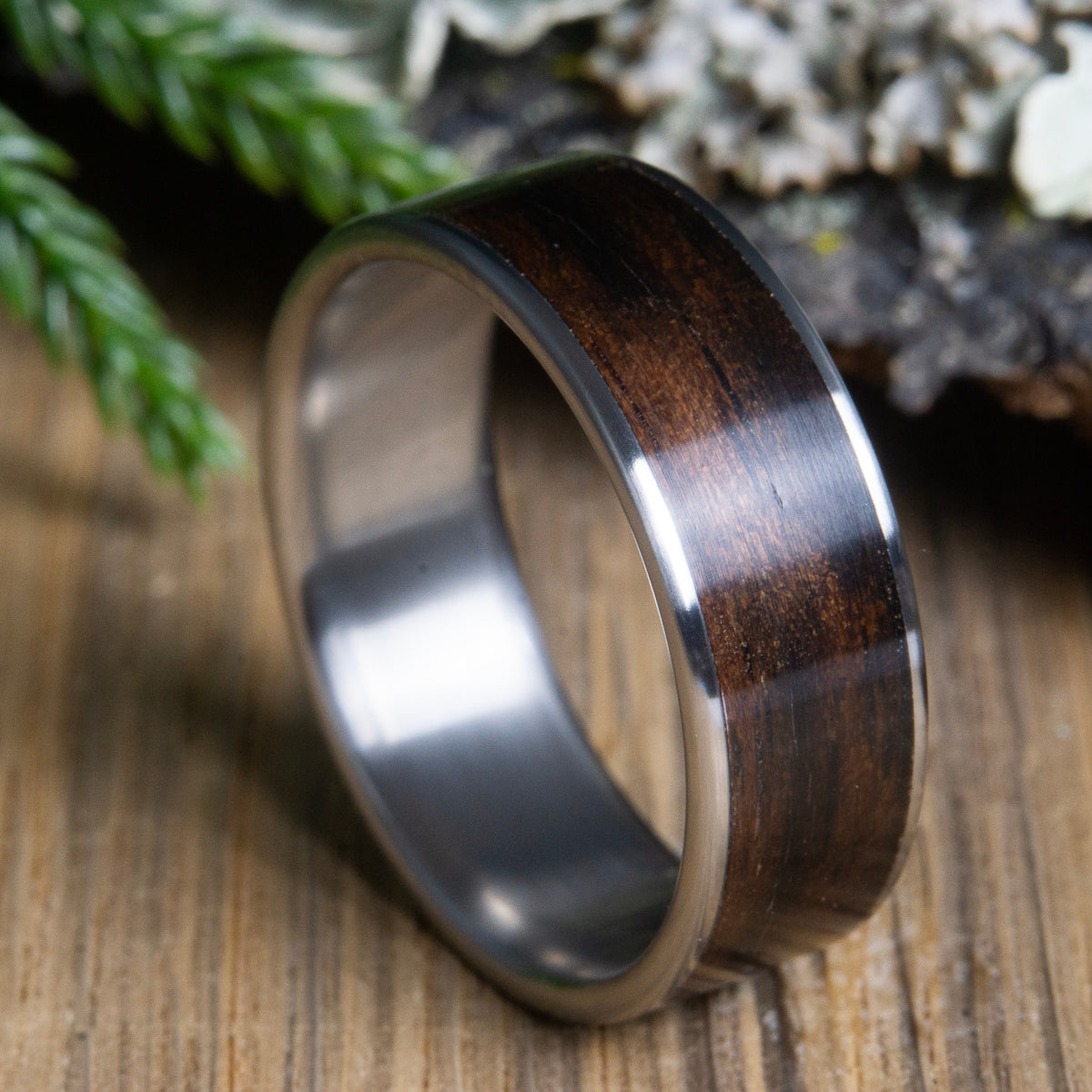 Men's Ebony Wood Inlay ring