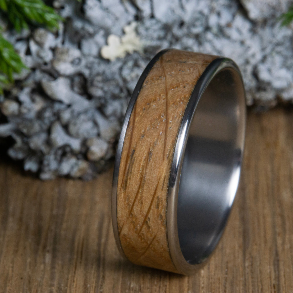 Mens whiskey barrel wood ring