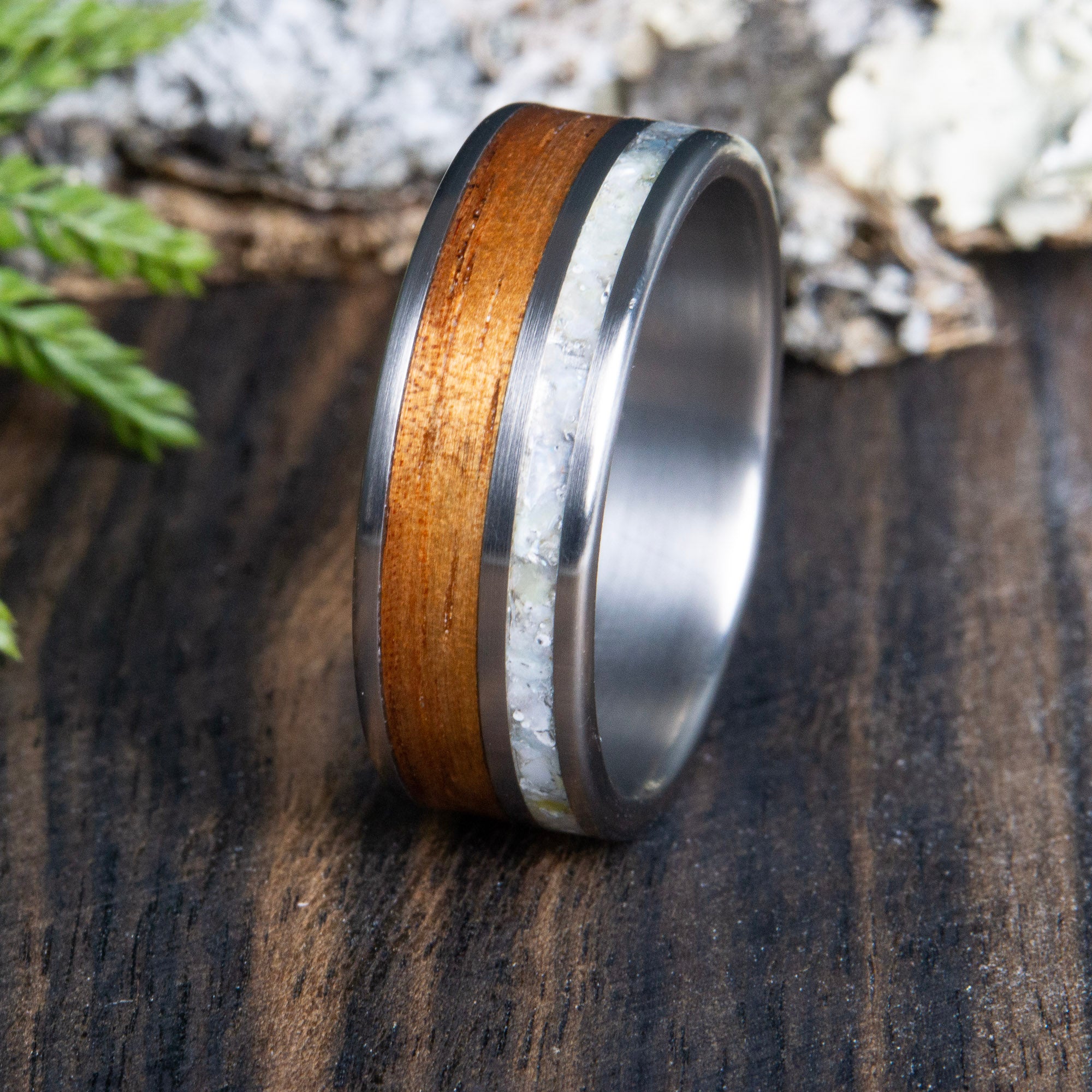 hawaiian wood wedding ring with titanium