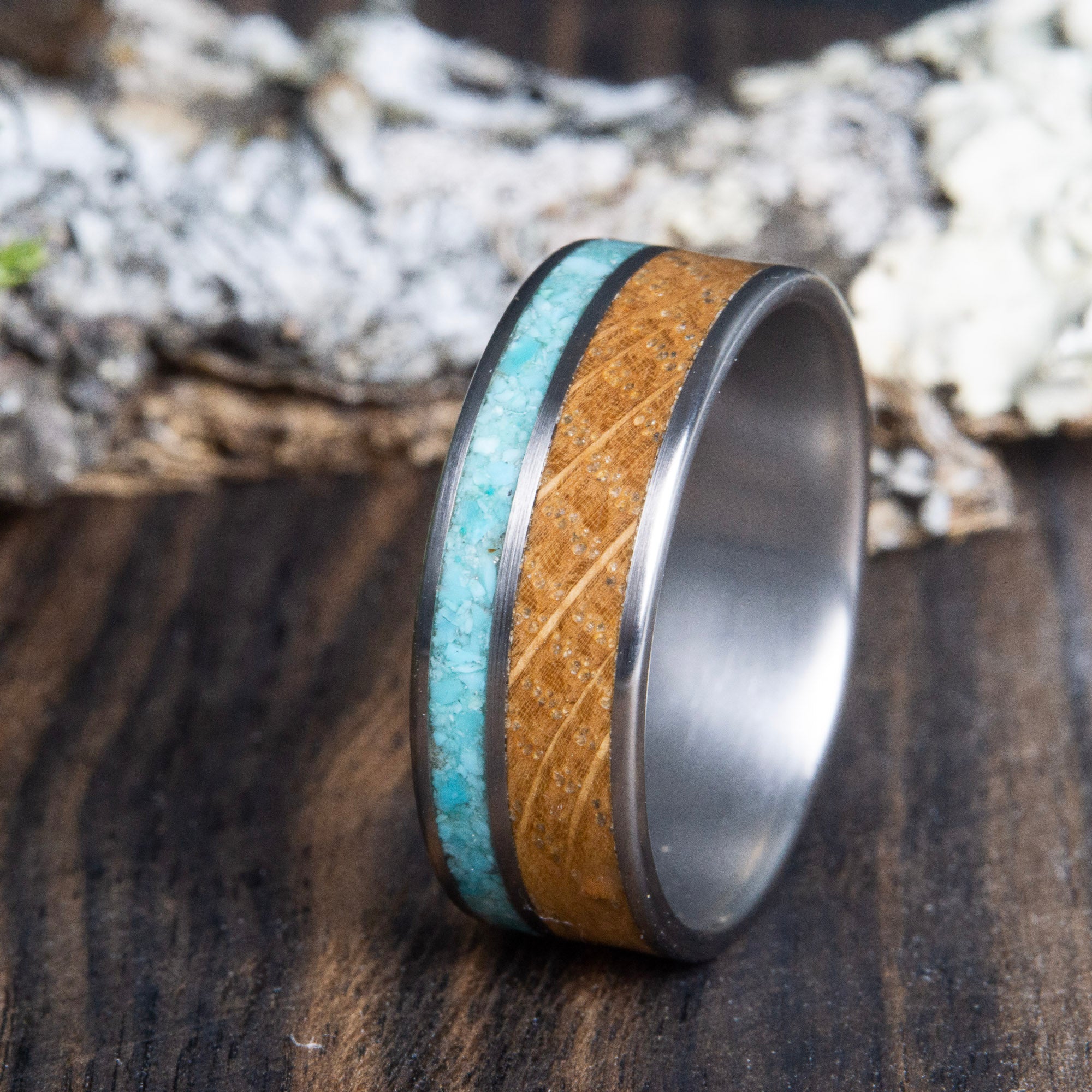 whiskey barrel and turquoise wedding ring