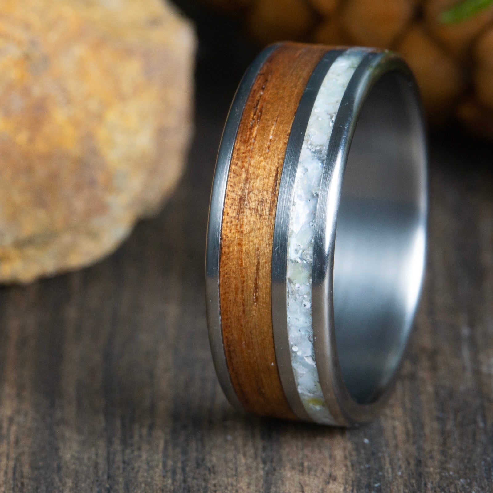 gold wood ring-koa wood