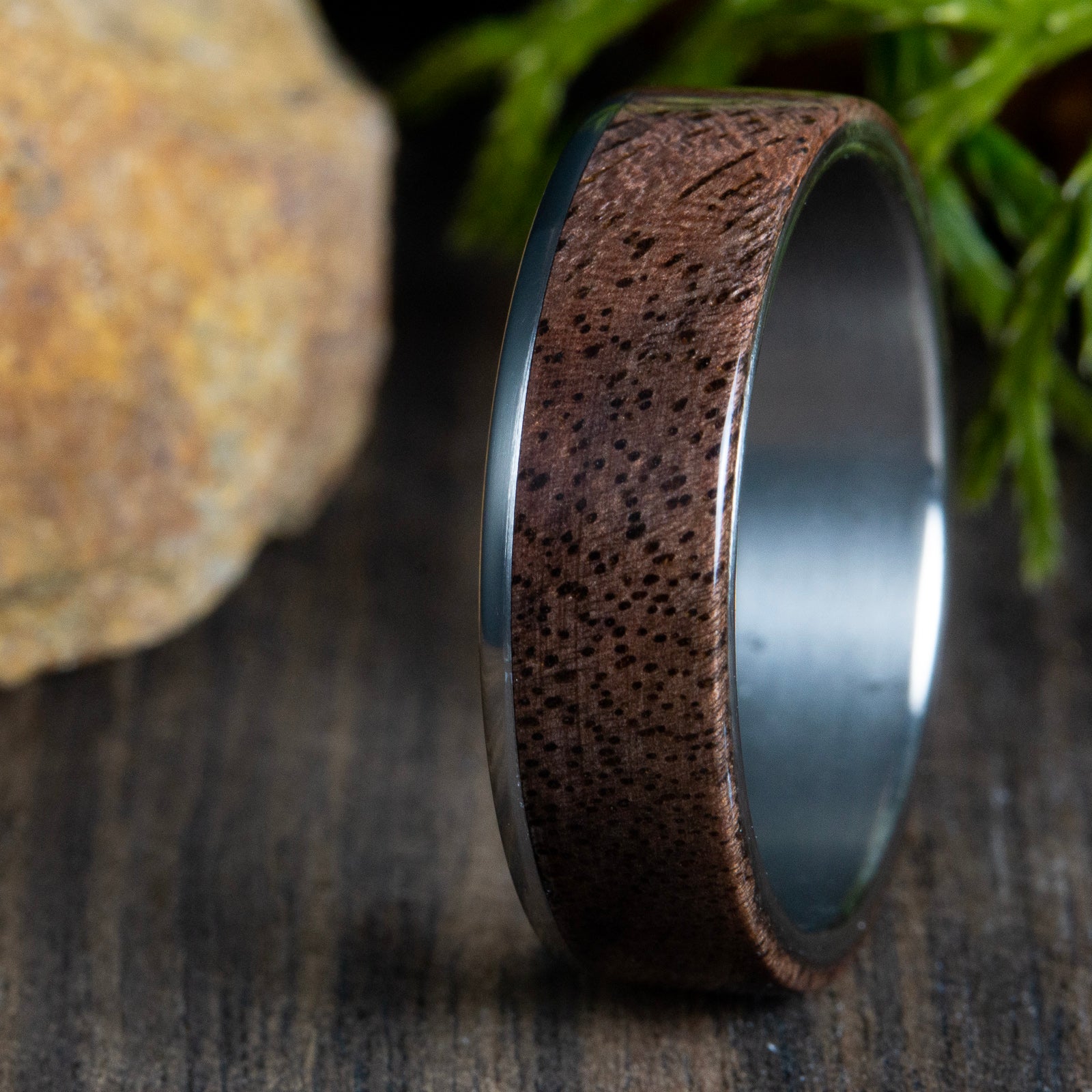 Walnut wood and titanium ring