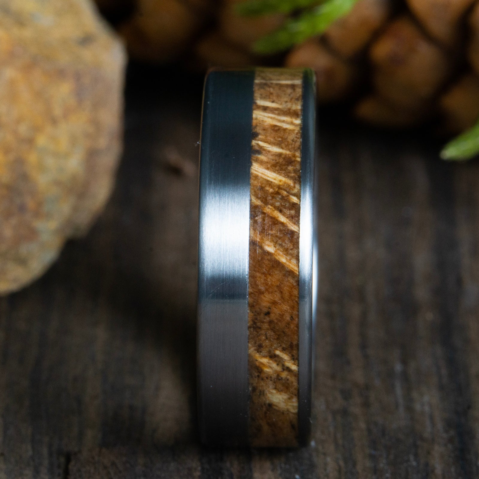 oak burl wooden ring
