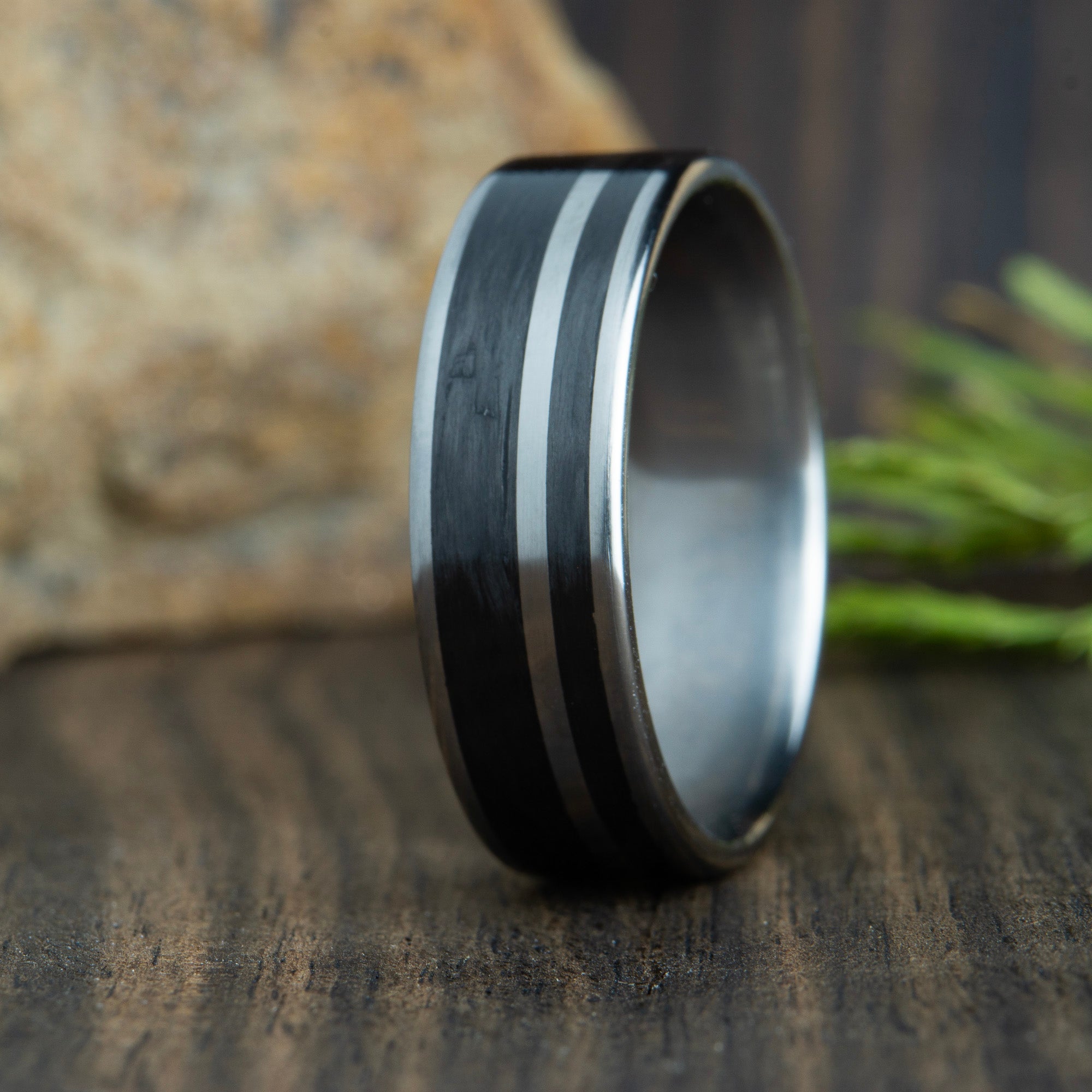 carbon fiber and titanium wedding band