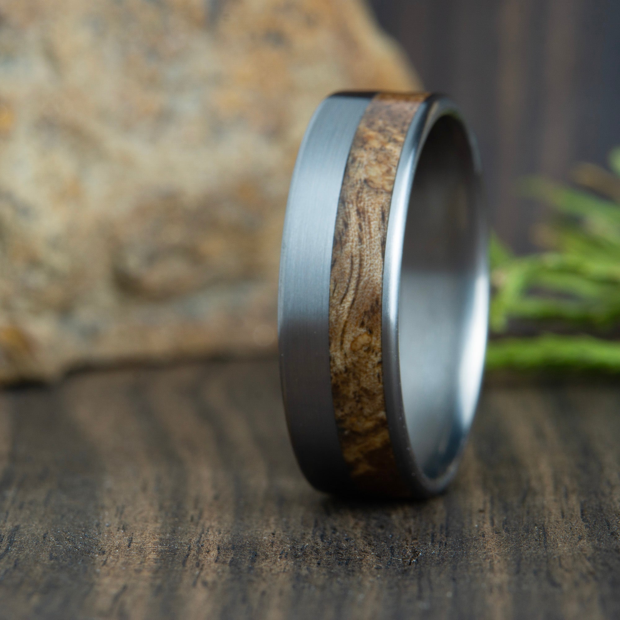 oak burl wood ring