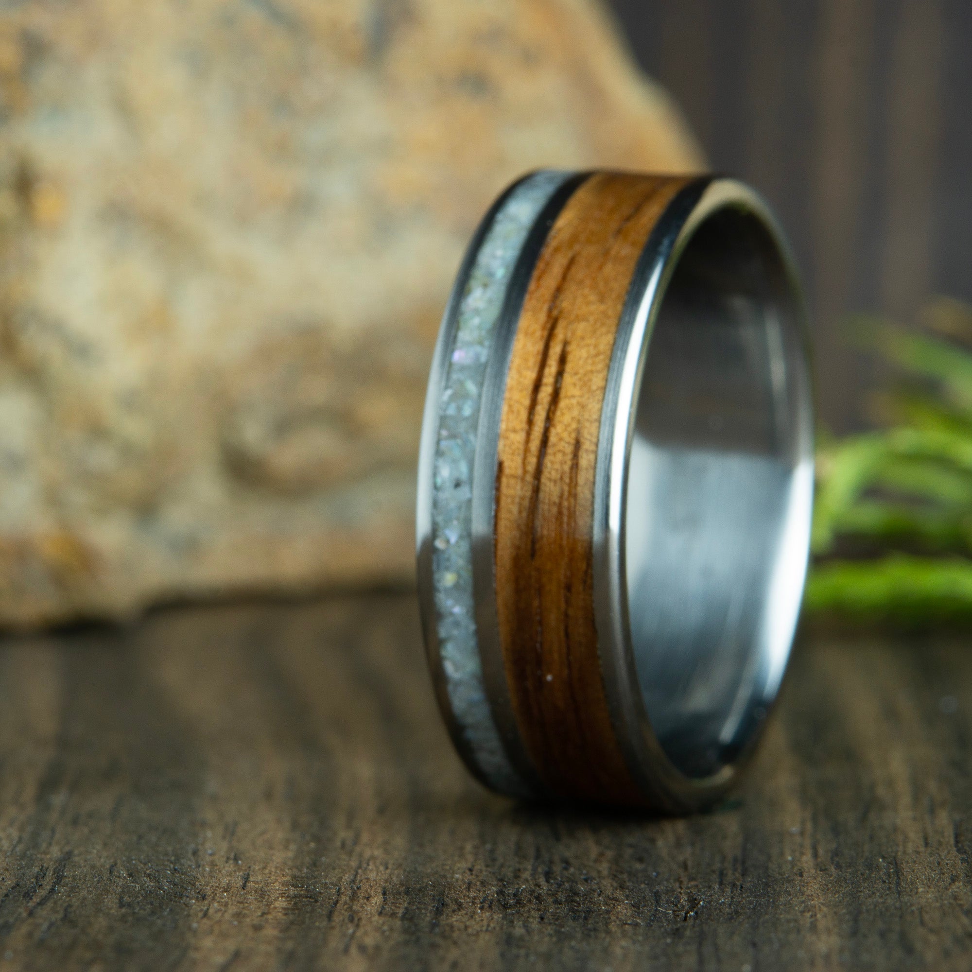 gold wood ring- golden koa wood