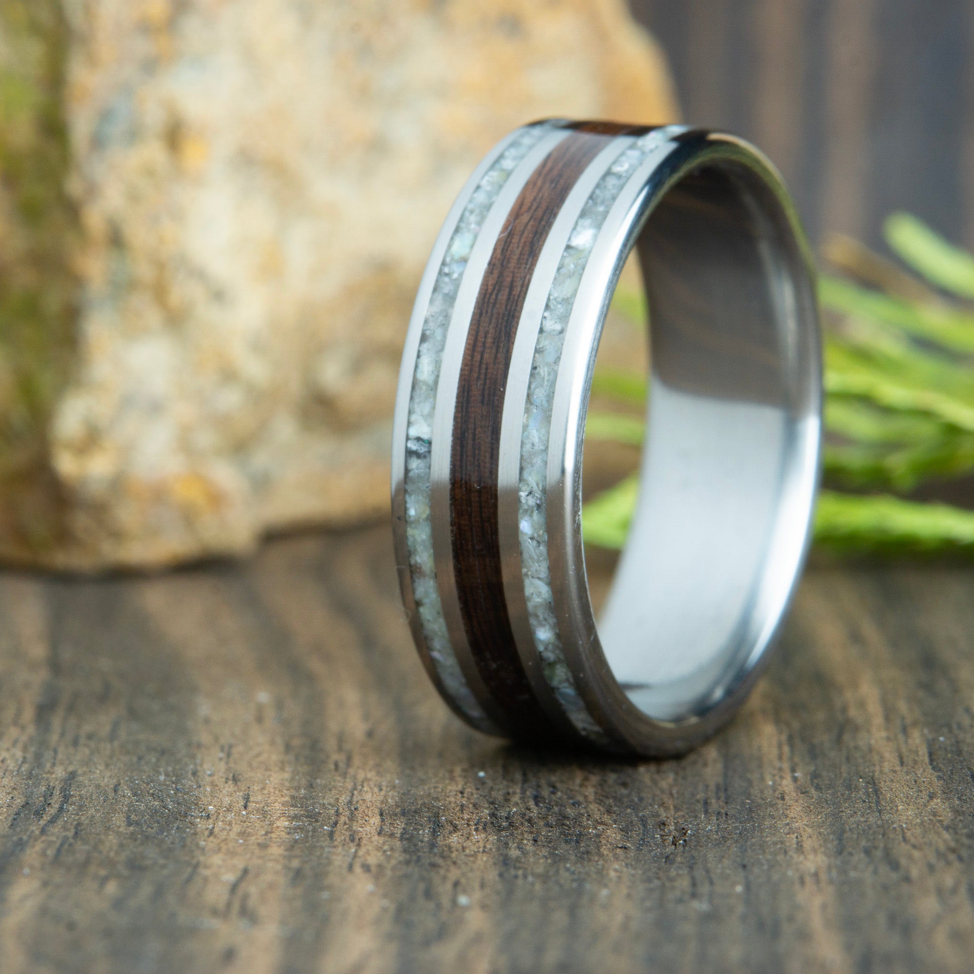 rosewood and titanium ring