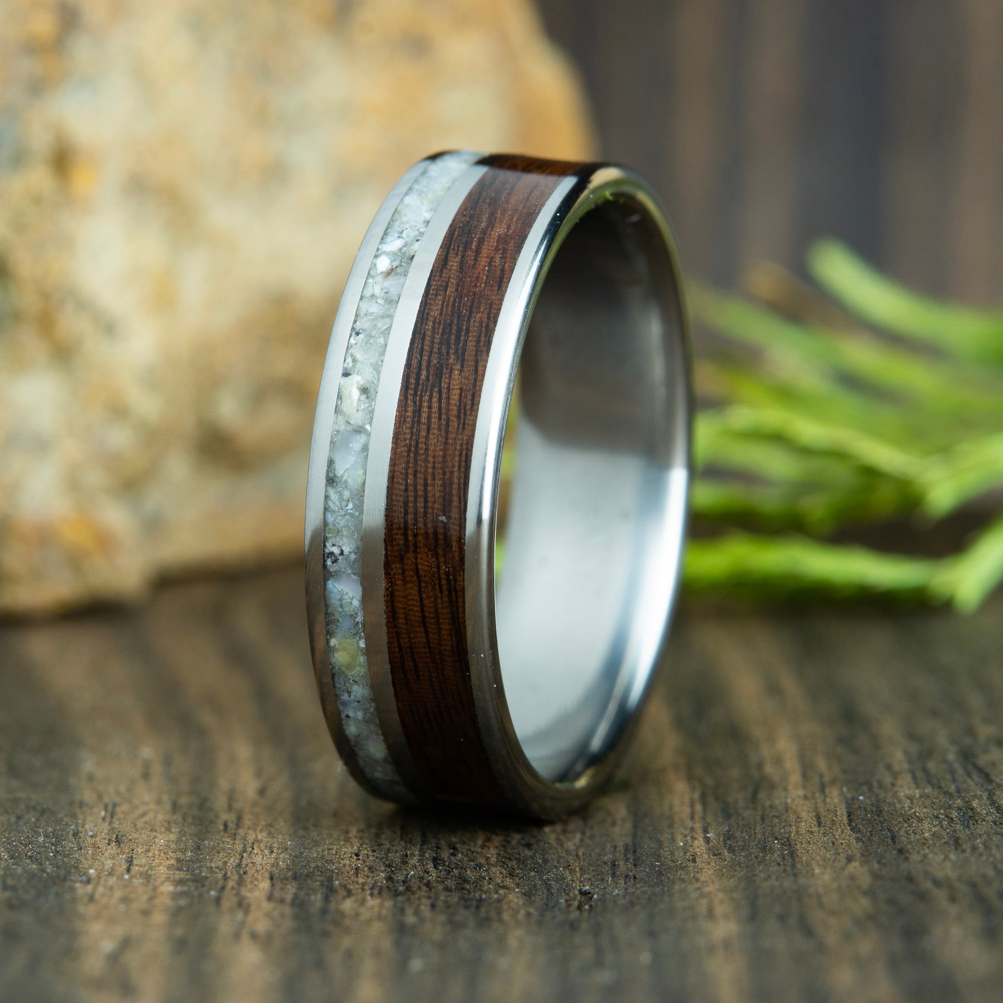 titanium and rosewood ring
