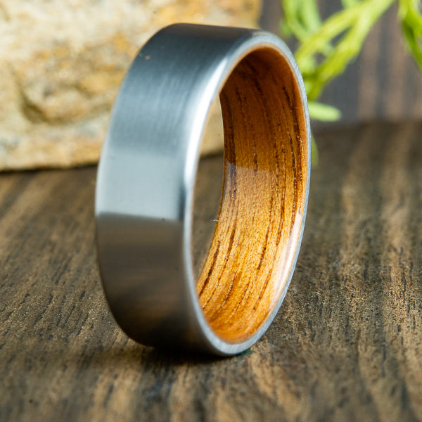 Koa wood titanium ring