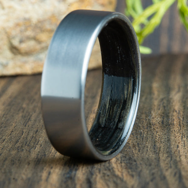 aged whiskey barrel wood ring, wooden ring - Titanium wood rings made by Peacefield Titanium