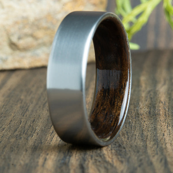 ebony wooden ring with titanium