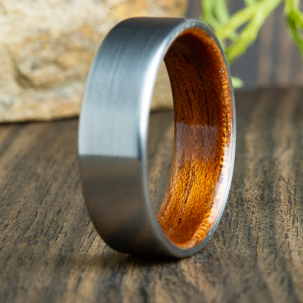Acacia titanium wood ring, wooden wedding bands