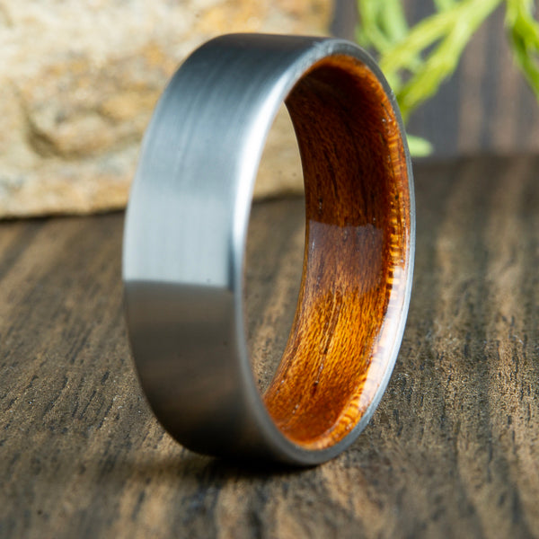 Titanium wood lined wedding ring 