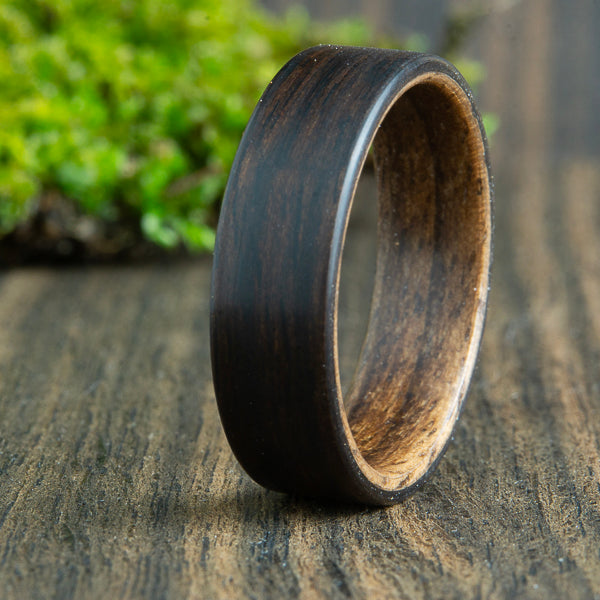 Ebony and walnut wood ring