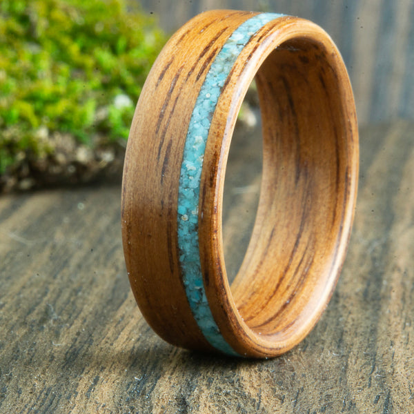 Bentwood Koa ring with turquoise