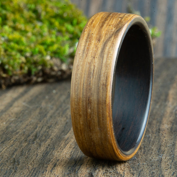 whiskey barrel wood ring with ebony