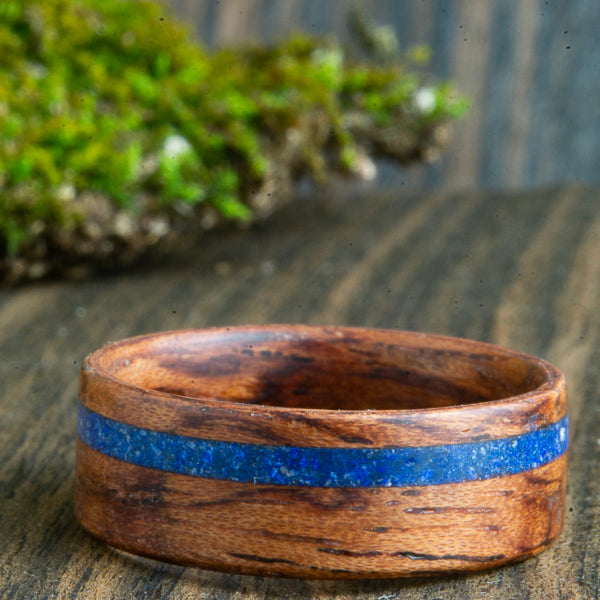 Bubinga bentwood ring with lapis inlay