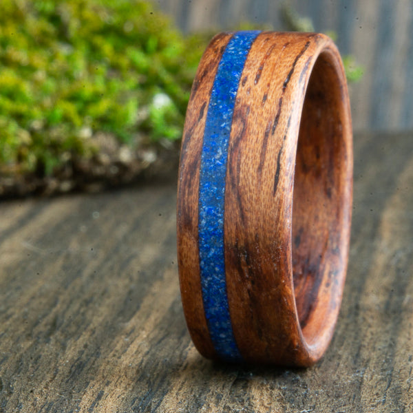 Bubinga bentwood ring with lapis inlay