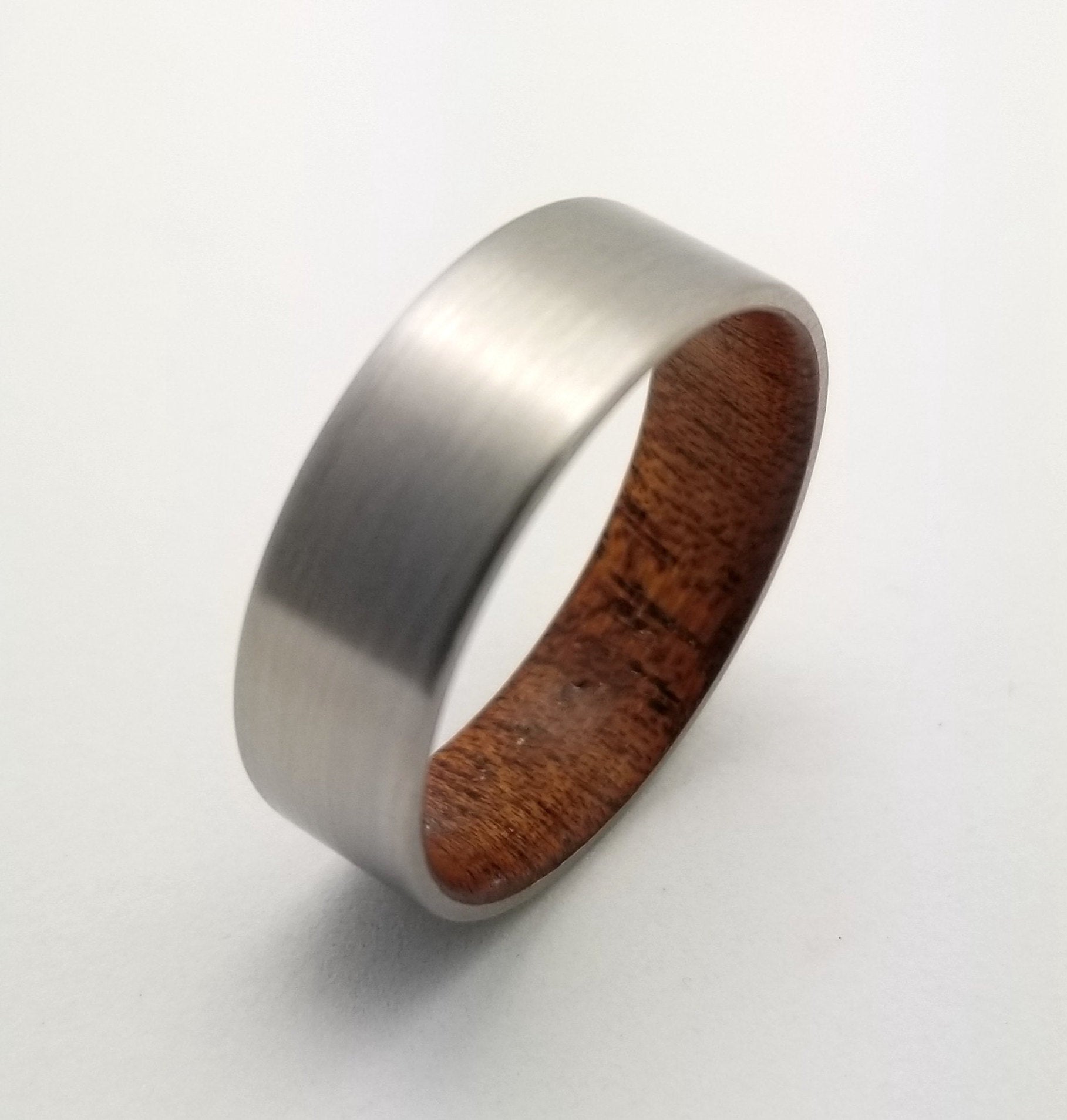 "The Pagosa" Men's Mahogany wood and Titanium ring